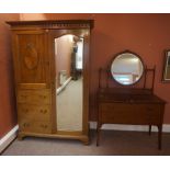 Mahogany Wardrobe, circa early 20th century, Having a mirrored door and drawers, also with a