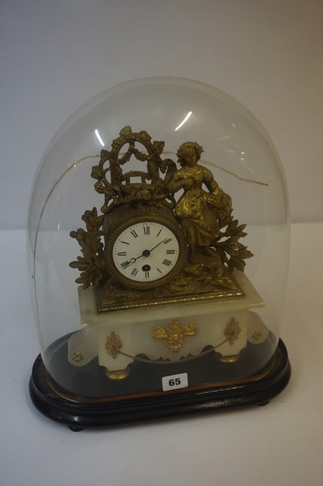 French Gilded Figural Mantel Clock, circa 19th century, Decorated with ormolu mounts, raised on an - Image 6 of 6