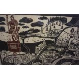 Jane Hyslop "Wallace Statue at Dryburgh" Limited Edition Woodblock Print, numbered, signed in pencil