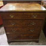 Antique Oak Chest of Drawers, Having four drawers,