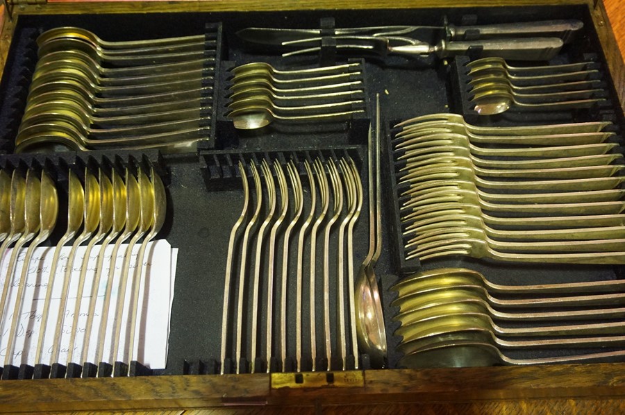 Canteen of Silver Plated Cutlery by Mappin & Webb, Enclosed in an oak case - Image 2 of 4