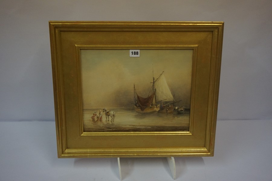 Anthony Vandyke Copley Fielding (1787-1855) "Unloading the Catch" Watercolour, - Image 2 of 2