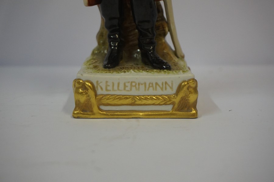 Sitzendorf Porcelain Figure of General Kellermann, Raised on a fixed gilded plinth, stamped and - Image 2 of 6