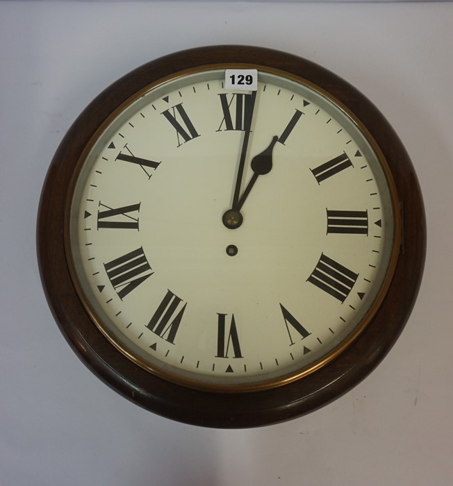 Railway Circular Wall Clock, circa early 20th century, Having a fusee movement, with pendulum and