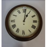 Railway Circular Wall Clock, circa early 20th century, Having a fusee movement, with pendulum and