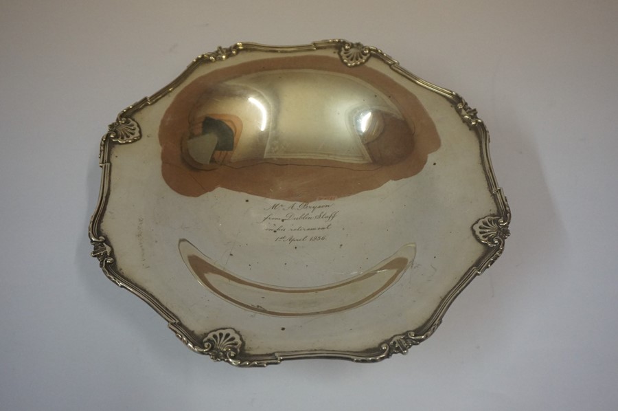 Silver Shallow Bowl, Hallmarks for Adie Bros Birmingham 1933-34, engraved, 15.68 oz