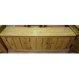 Pine Farmhouse Dresser Base / Sideboard, Having three cupboard doors,Condition reportApproximately