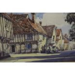 British School "English Village Scene" Watercolour, signed Lovenham? also with a picture of birds of