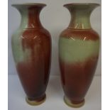 Pair of Chinese Style Flambe and Celadon Coloured Vases, (2)