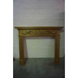 Wooden Fire Surround, Decorated with a carved panel of scrolls, swags and acanthus leaves,