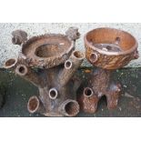 Two Naturalistic Salt Glazed Garden Planters, (2)