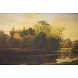 J Stewart (British 19th Century) "Landscape with Castle in the Background" Oil on Canvas, signed J