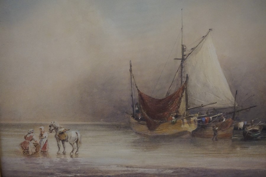 Anthony Vandyke Copley Fielding (1787-1855) "Unloading the Catch" Watercolour,