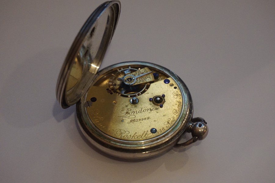 Victorian Silver Pocket Watch, Hallmarks for Hunt & Roskell, London 1882-83, Enclosed in a tooled - Image 7 of 11