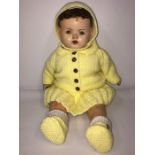 Composition Headed Doll by Reliable of Canada, circa 1930s, Having knitted clothes, signed to back