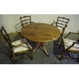 Set of Four Ladder Back Carver Chairs, also with a circular dining table, (5)