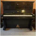 German Overstrung Upright Piano by Rud Ibach Sohn, Ebonised cased,