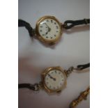 Two Vintage 9ct Gold Backed Ladies Wristwatches, also with a 9ct gold flexible bracelet watch strap,