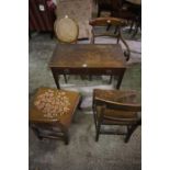 Regency Mahogany Side Table, Having a single drawer, also with four assorted 19th century chairs, (
