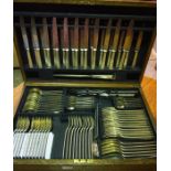 Canteen of Silver Plated Cutlery by Mappin & Webb, Enclosed in an oak case