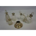 Mixed Lot of Silver Mounted Toilet and Cruet Bottles, to include a glass cruet bottle, also with a
