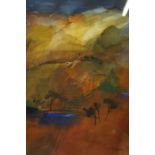 Patricia Sadler (Scottish Contemporary) "Winter Landscape, Borders" Watercolour, signed, 36.5cm x