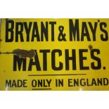 Original Vintage Enamel Advertising Sign for Bryant & May Matches, circa 1920