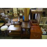 Mixed Lot of Occasional Furniture, to include blanket box, chairs, piano stool, mirror etc, (9)