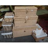 Mixed Lot of Wicker Laundry Baskets, Various sizes, (8)