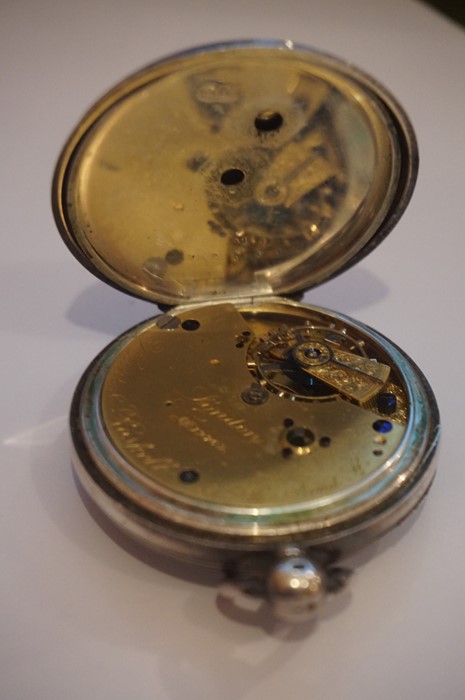 Victorian Silver Pocket Watch, Hallmarks for Hunt & Roskell, London 1882-83, Enclosed in a tooled - Image 8 of 11