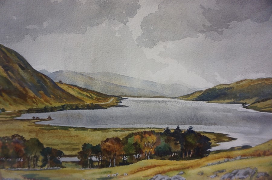 TJ Bertram (Scottish Contemporary) "Rainy Day, St Mary,s Loch, Selkirkshire" Watercolour, signed and