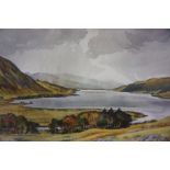 TJ Bertram (Scottish Contemporary) "Rainy Day, St Mary,s Loch, Selkirkshire" Watercolour, signed and