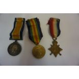 Three WWI Campaign Medals, Comprising of 1914 star, war and victory medals, awarded to Gunner D