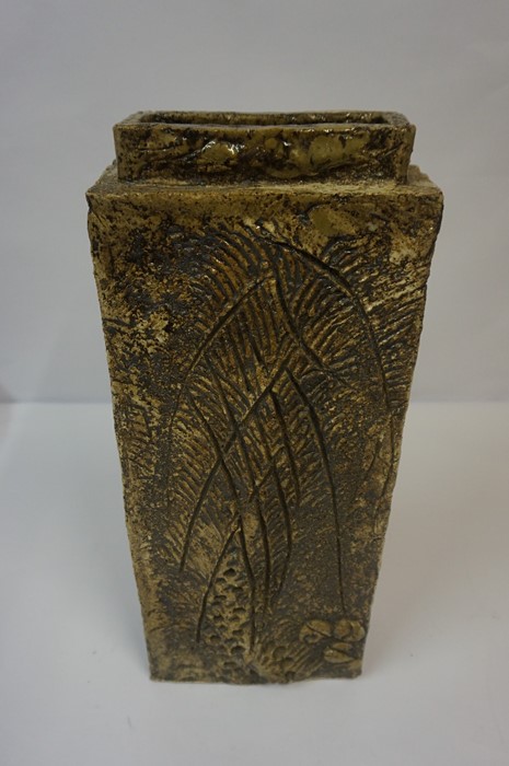 Troika Tall Rectangular Slab Vase, Possibly decorated by Marilyn Murphy Pascoe, circa late 1960s,