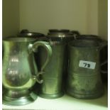 Quantity of Pewter, Brass and Silver Plated Wares, to include pewter tankards, flat irons, also with