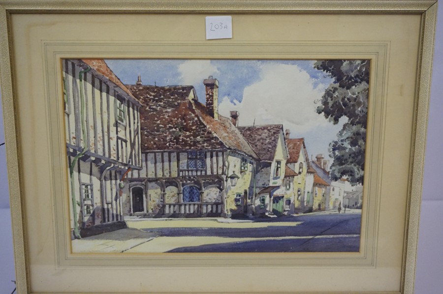 British School "English Village Scene" Watercolour, signed Lovenham? also with a picture of birds of - Image 5 of 5