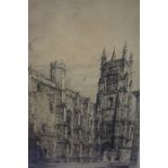 Wallace Hector "Winchester Abbey" Etching, signed