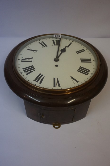 Railway Circular Wall Clock, circa early 20th century, Having a fusee movement, with pendulum and - Image 3 of 4