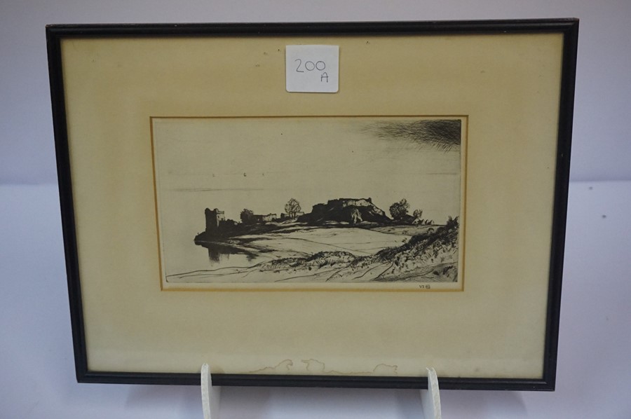 "Castle Urquhart Loch Ness" Signed Etching, signed lower right, - Image 2 of 3