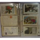 Vintage Postcard Album, Enclosing assorted postcards,