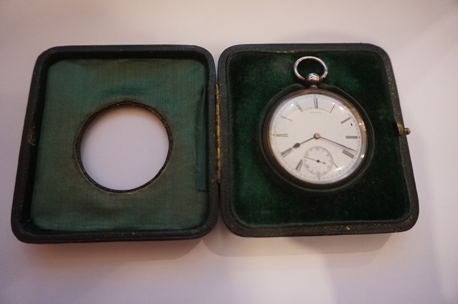 Victorian Silver Pocket Watch, Hallmarks for Hunt & Roskell, London 1882-83, Enclosed in a tooled - Image 3 of 11