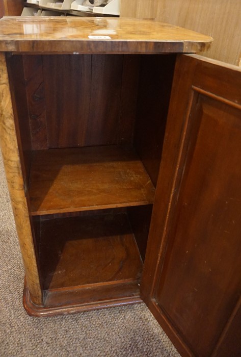 Victorian Burr Walnut Pot Cupboard, Having a cupboard door enclosing a shelved interior, - Image 2 of 3