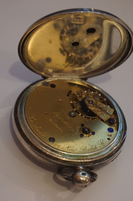 Victorian Silver Pocket Watch, Hallmarks for Hunt & Roskell, London 1882-83, Enclosed in a tooled - Image 10 of 11