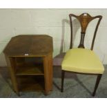 Art Deco Style Walnut Book Table, also with an inlaid parlour chair, (2)