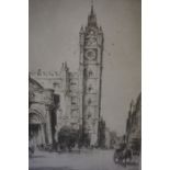 Preston Cribb (Scottish) "Old Tolbooth Glasgow" Etching, signed lower right