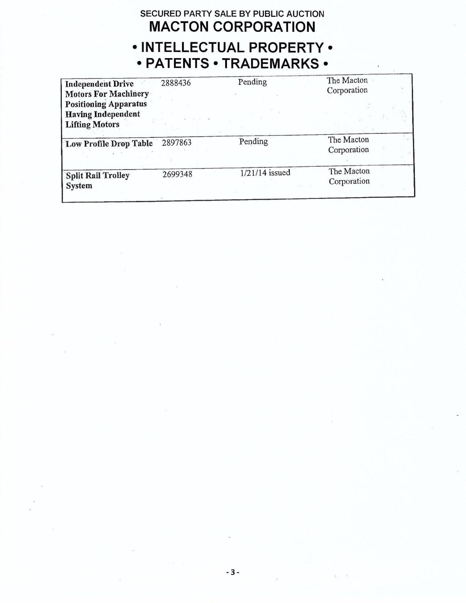 INTELLECTUAL PROPERTY • PATENTS • TRADEMARKS - Image 3 of 4