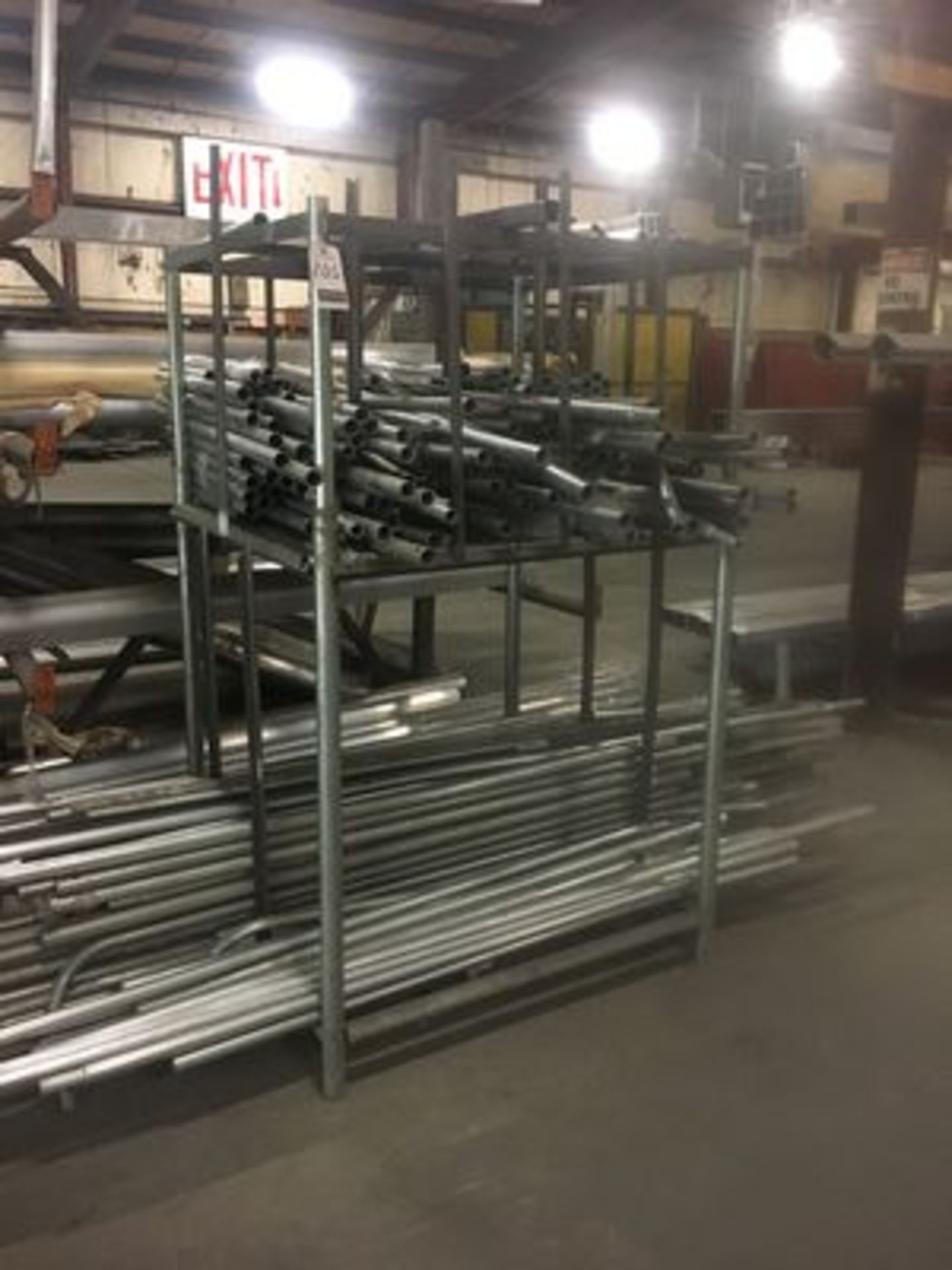 LOT OF ASS'T. METAL ROUND PIPE W/ METAL SHELVING