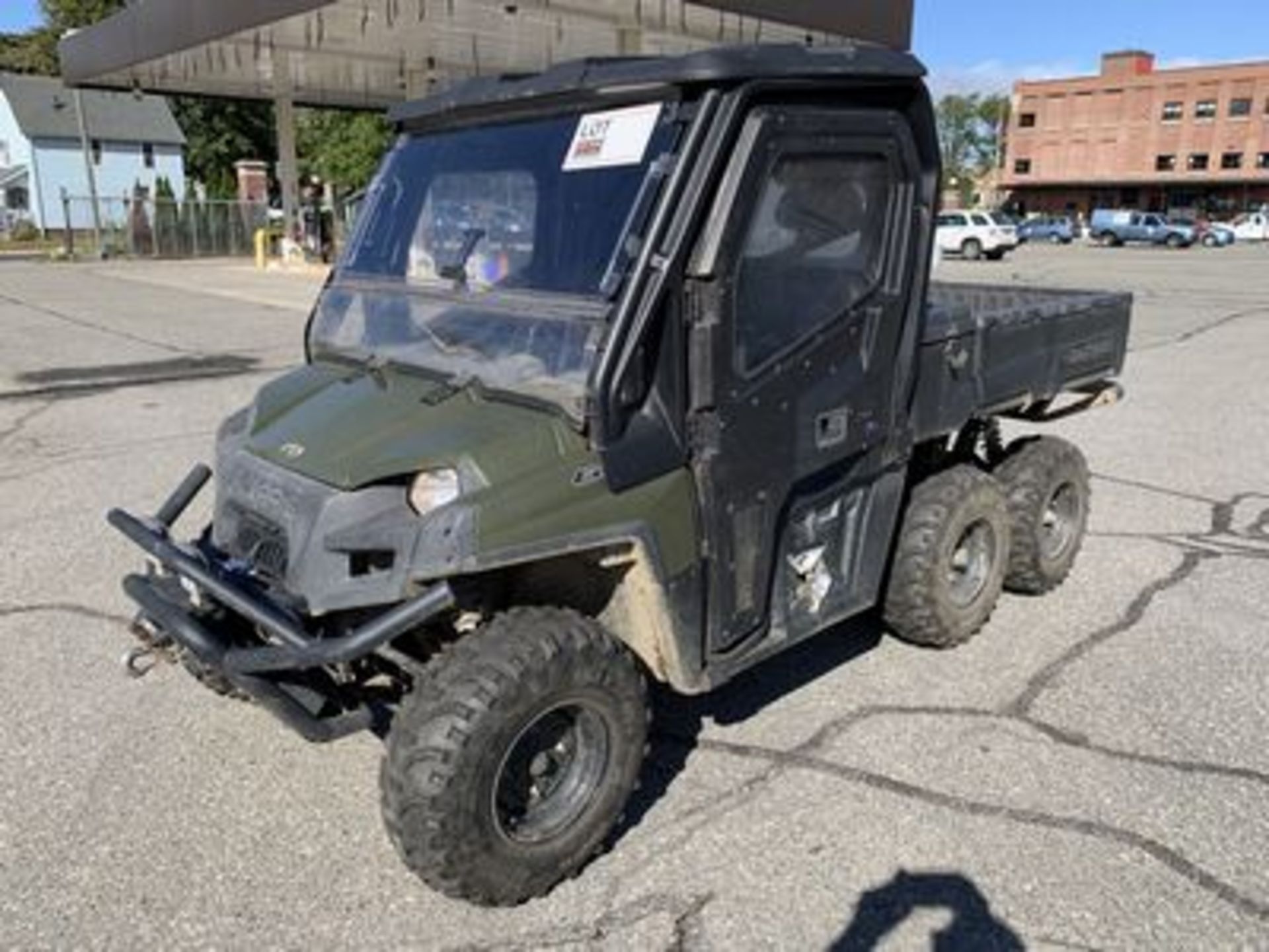 2011 POLARIS RANGER ATV, ALL WHEEL DRIVE, TANDEM AXLE, ENCLOSED CAB, 5'X4' DUMP BODY, TOOLBOX, VIN #