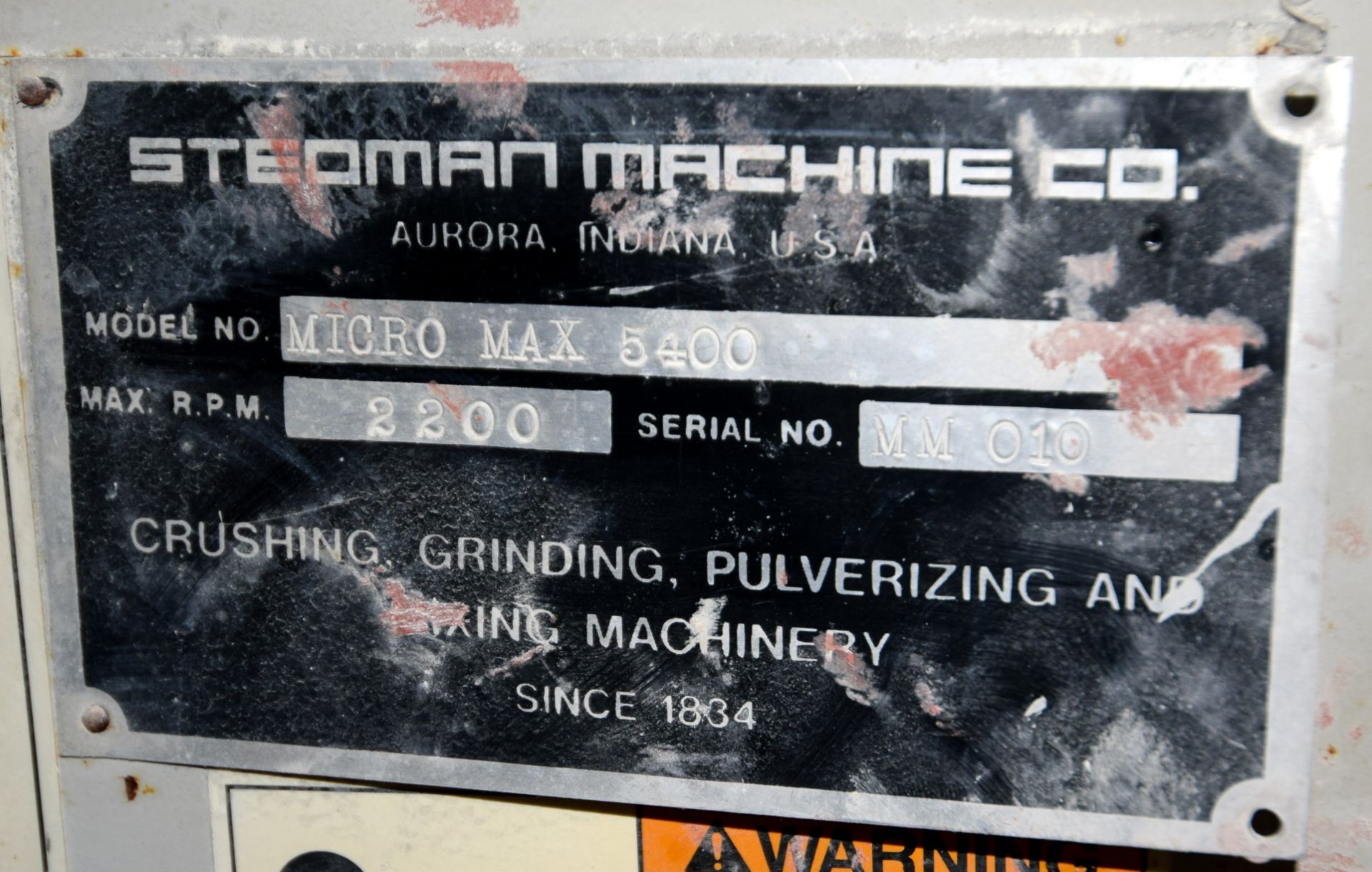 Stedman Machine Company Micro Max 5400 Fine Grind Air Swept Mill - Image 17 of 17