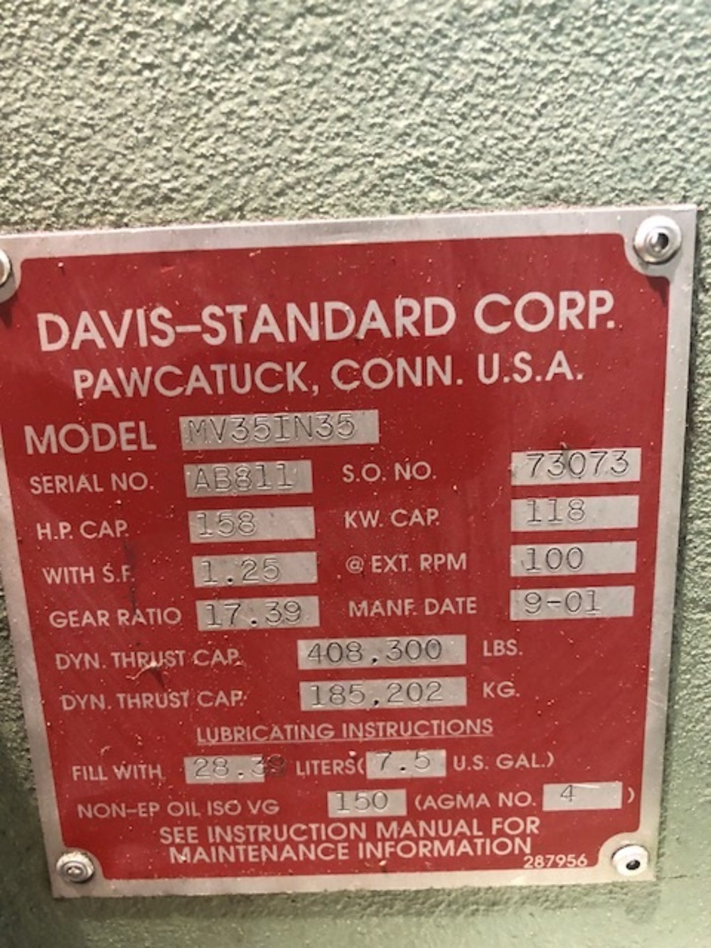 Davis Standard 3.5" 30L/D Extruder, year - Image 13 of 18